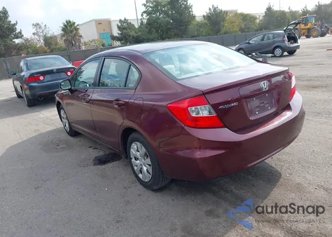 2012 Honda Civic Lx z USA, uszkodzony, nr VIN 2HGFB2F53CH572703